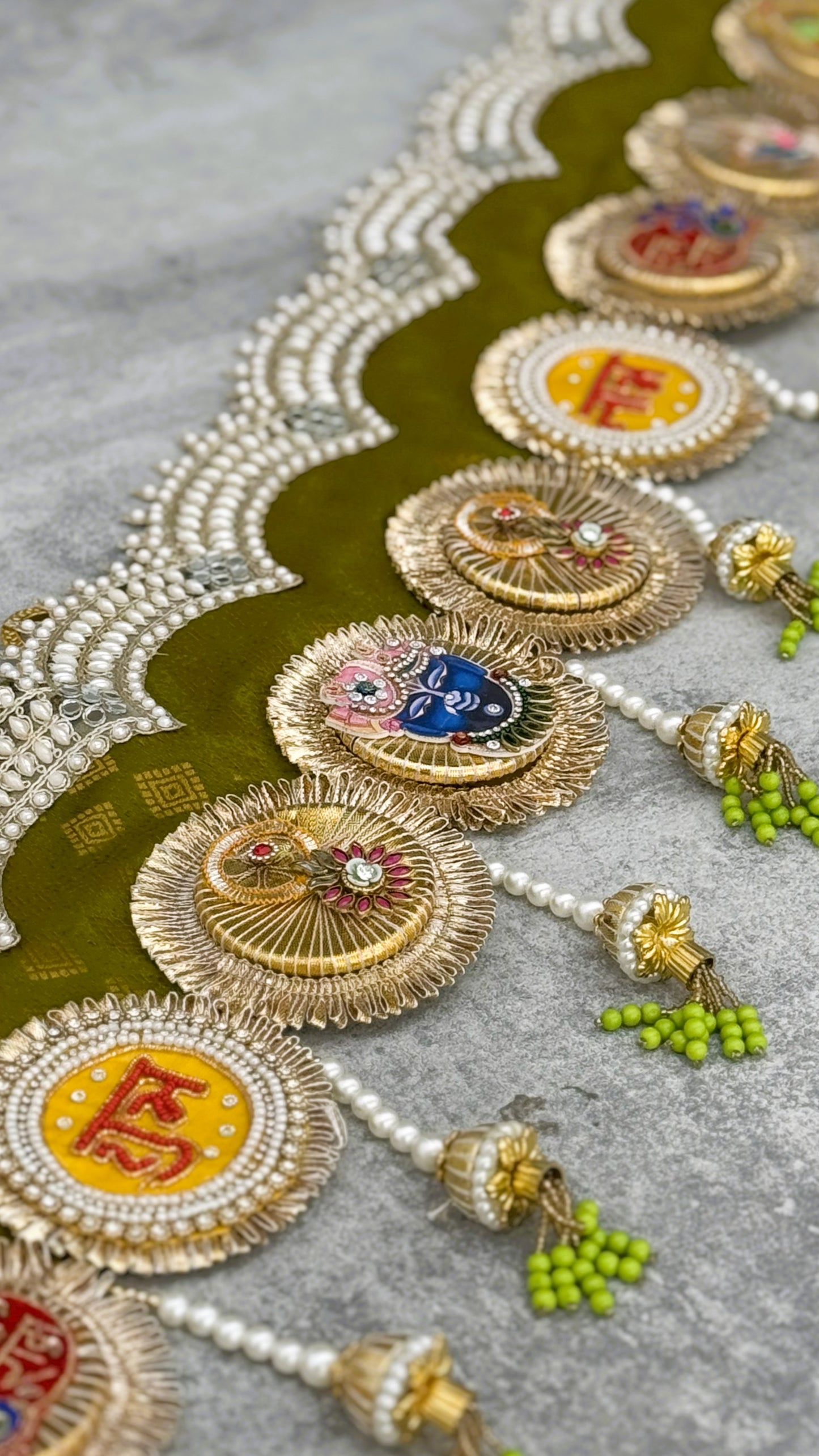 Zari Pearl Toran- Mehendi Green