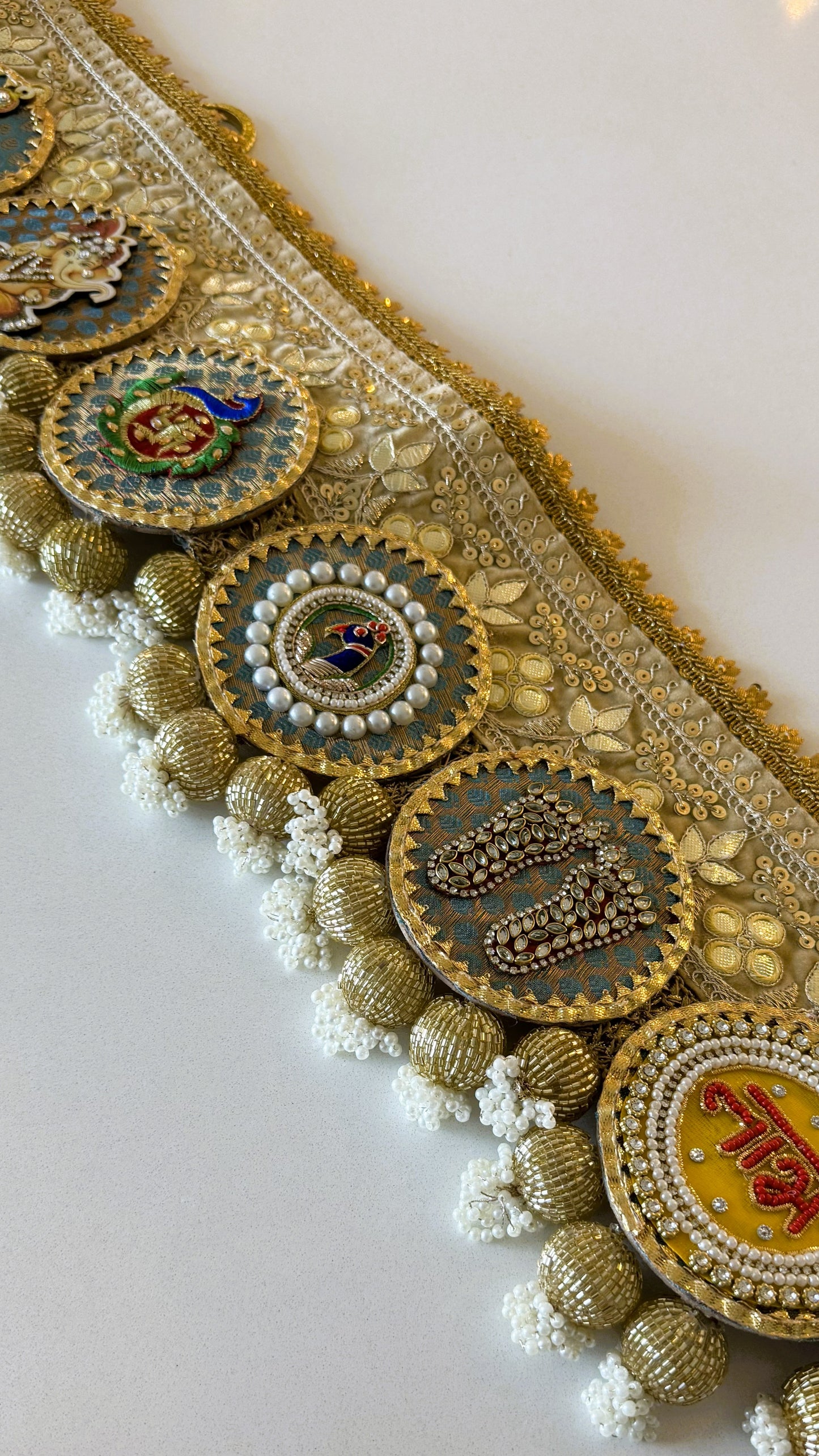 Golden Patti Toran- Lakshmi Ganesh SkyBlue