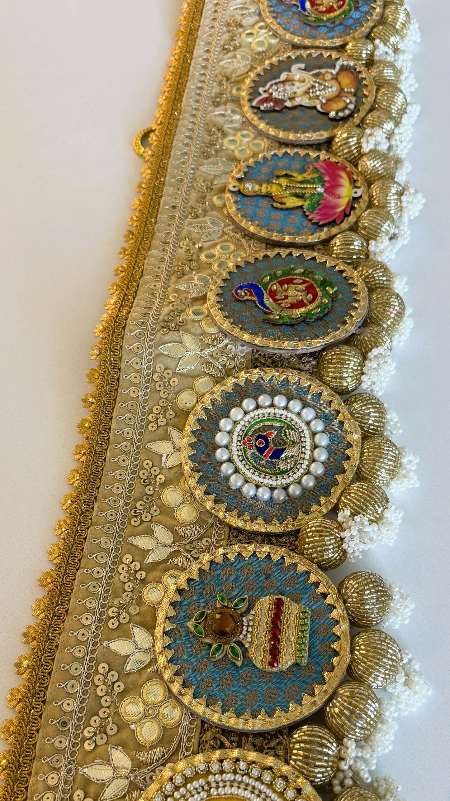Golden Patti Toran- Lakshmi Ganesh SkyBlue