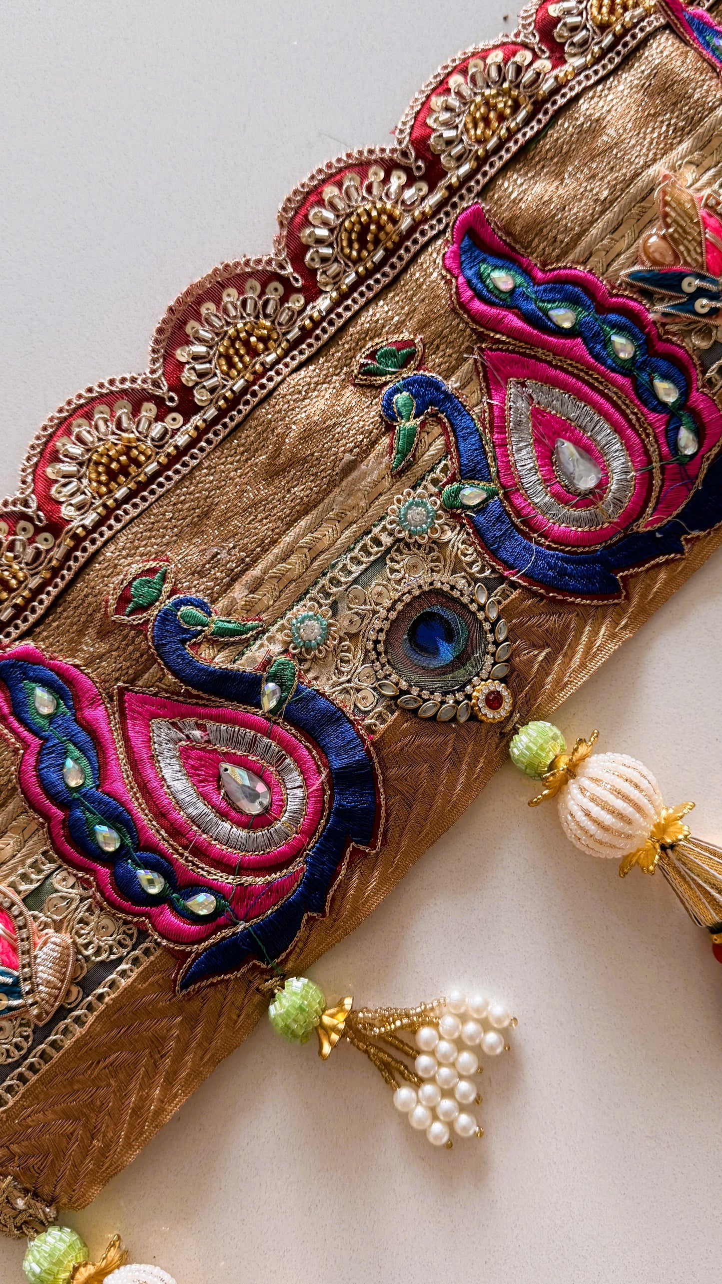 Golden Patti Toran- Gulabi Peacock ShrinathJi