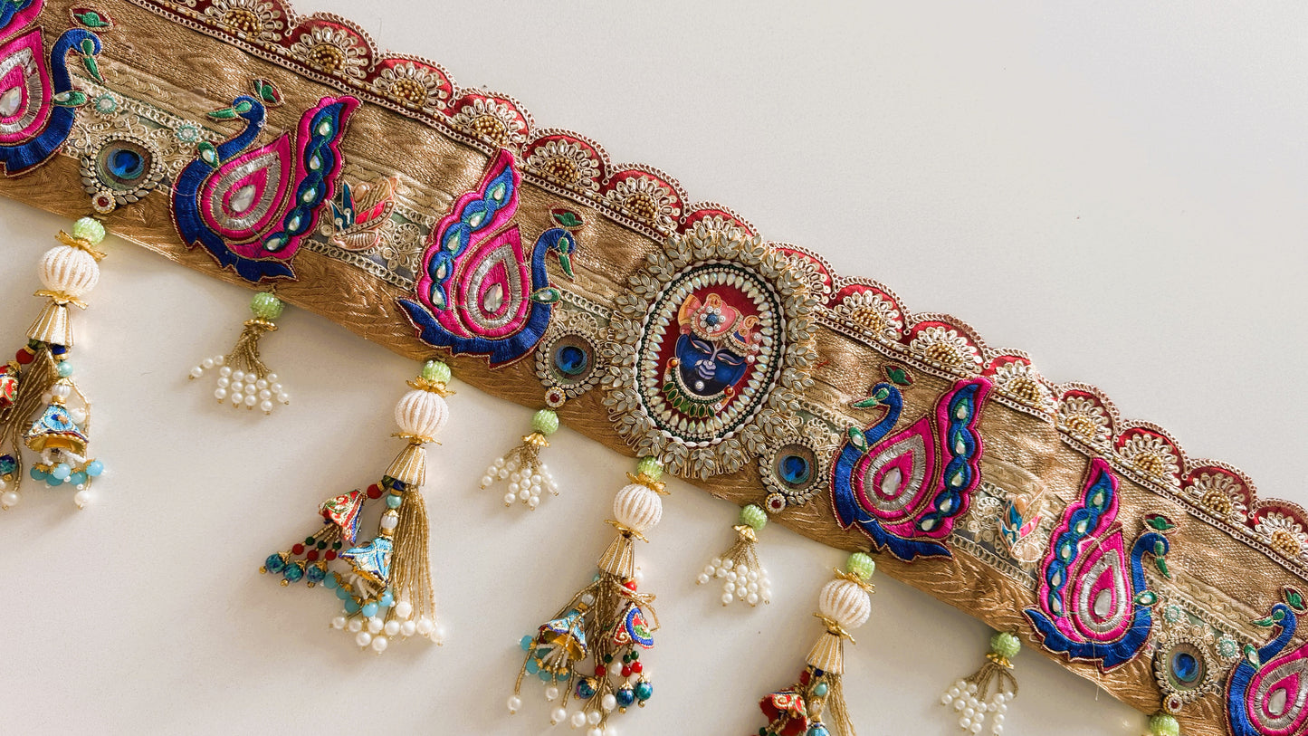 Golden Patti Toran- Gulabi Peacock ShrinathJi