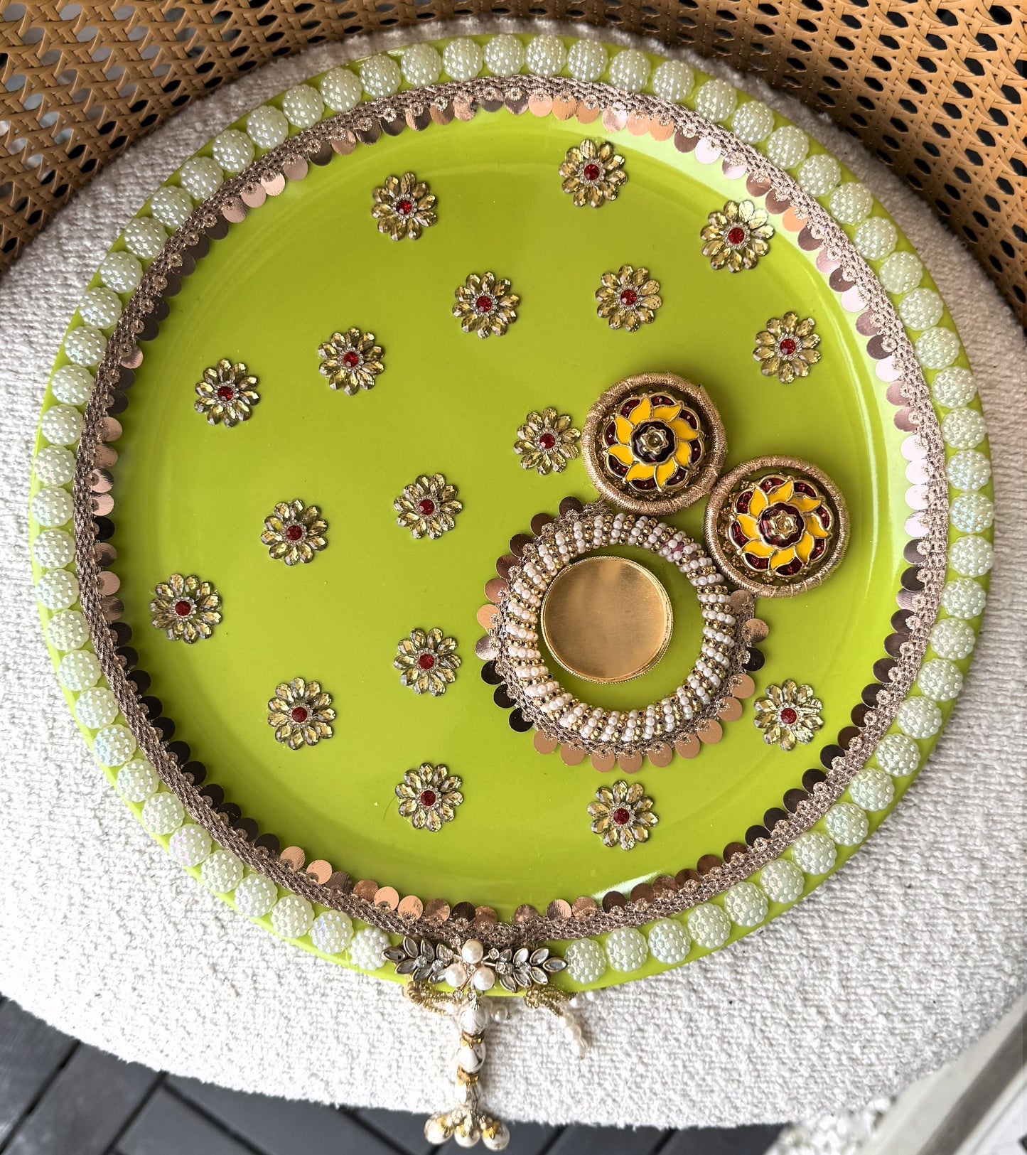 Decorative Plate for Rakhi- Green 8