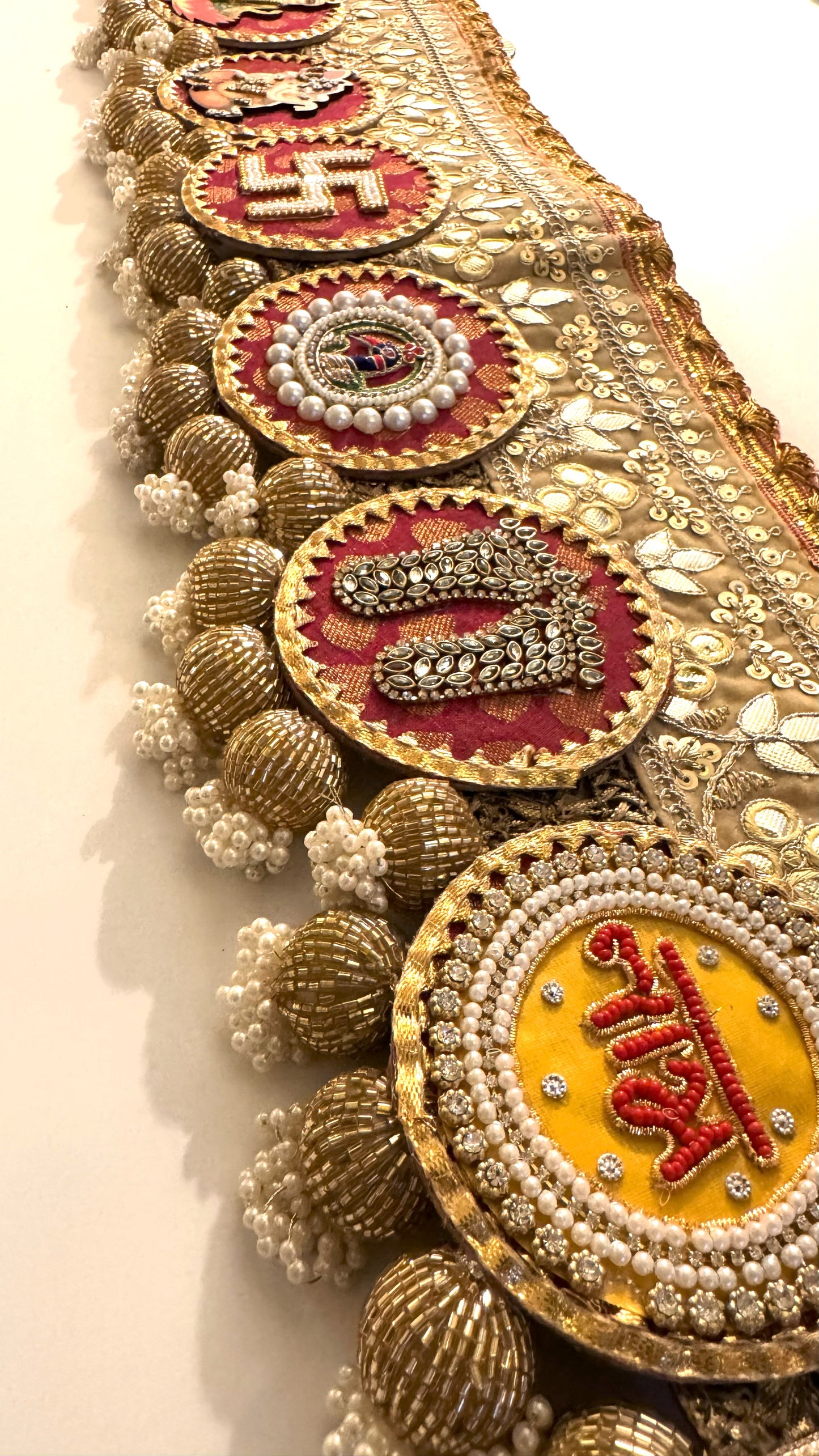 Golden Patti Toran- Lakshmi Ganesh Pink