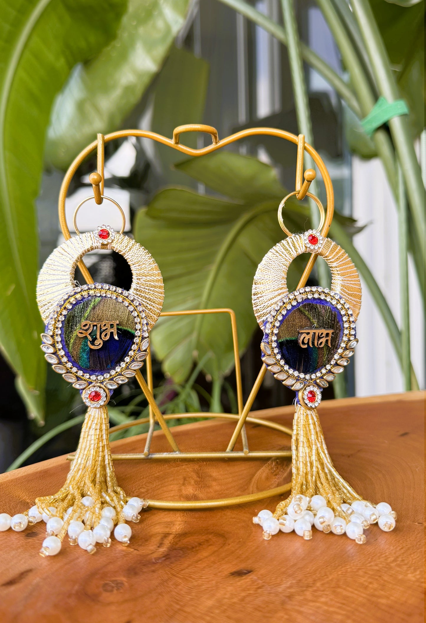 Peacock Shubh Labh Wall Hanging (Pack of 2)