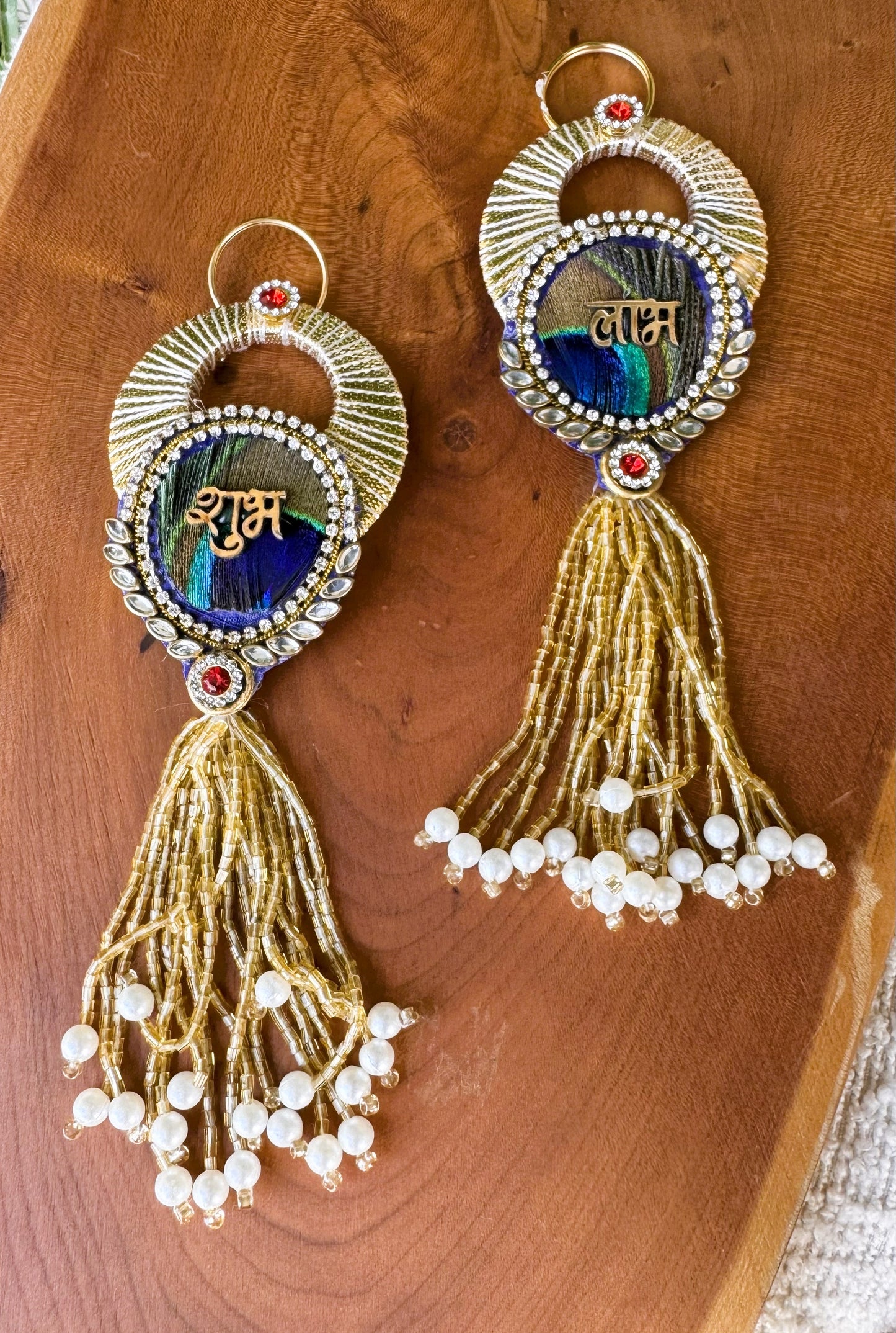 Peacock Shubh Labh Wall Hanging (Pack of 2)