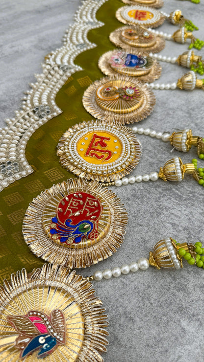 Zari Pearl Toran- Mehendi Green