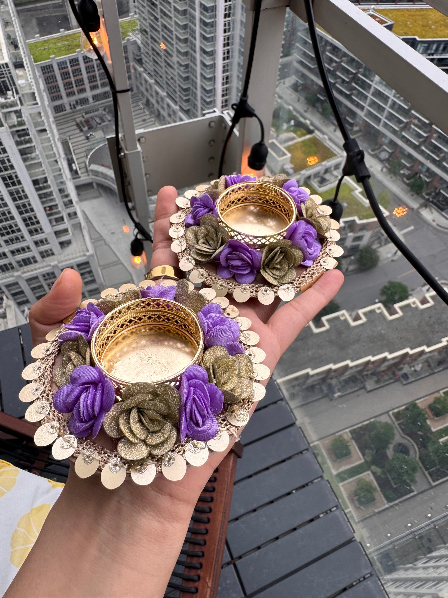 Floral Diya Holder (Pack of 2)