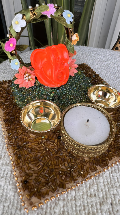 Mini Ganpati Pandal with Floral Arc 2