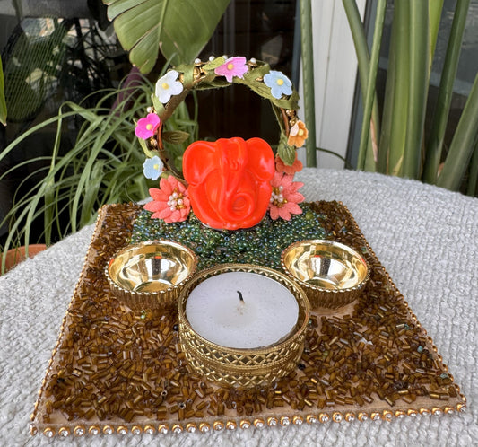 Mini Ganpati Pandal with Floral Arc 2