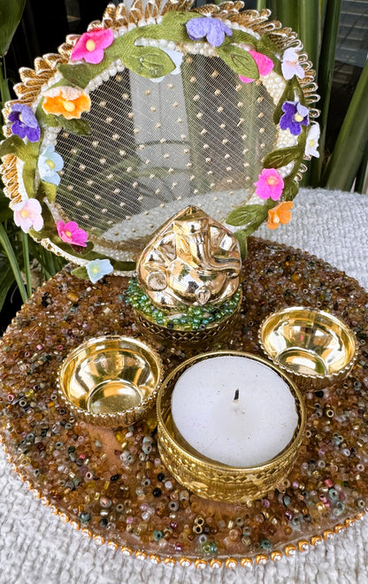 Mini Ganpati Pandal with Floral Arc 3