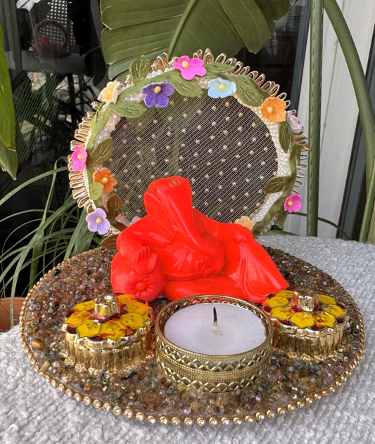 Mini Ganpati Pandal with Floral Arc 5