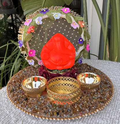 Mini Ganpati Pandal with Floral Arc 7