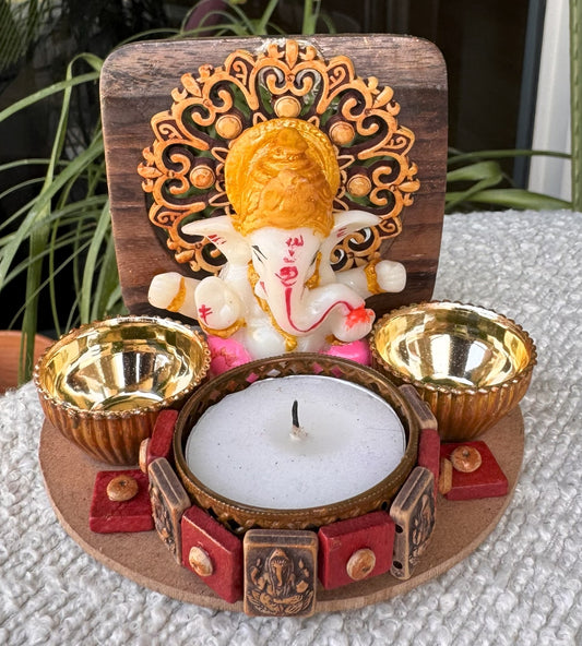 Mini Ganpati Pandal with Wooden Background 2