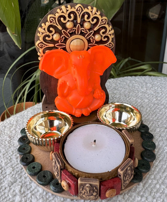 Mini Ganpati Pandal with Wooden Background 9