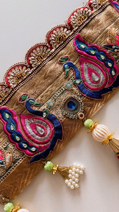 Golden Patti Toran- Gulabi Peacock ShrinathJi