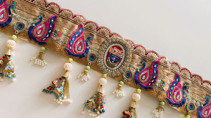 Golden Patti Toran- Gulabi Peacock ShrinathJi