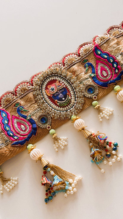 Golden Patti Toran- Gulabi Peacock ShrinathJi
