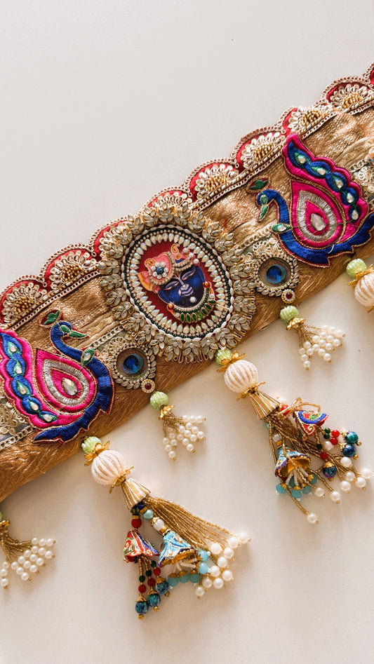 Golden Patti Toran- Gulabi Peacock ShrinathJi