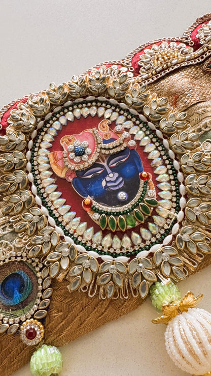 Golden Patti Toran- Gulabi Peacock ShrinathJi