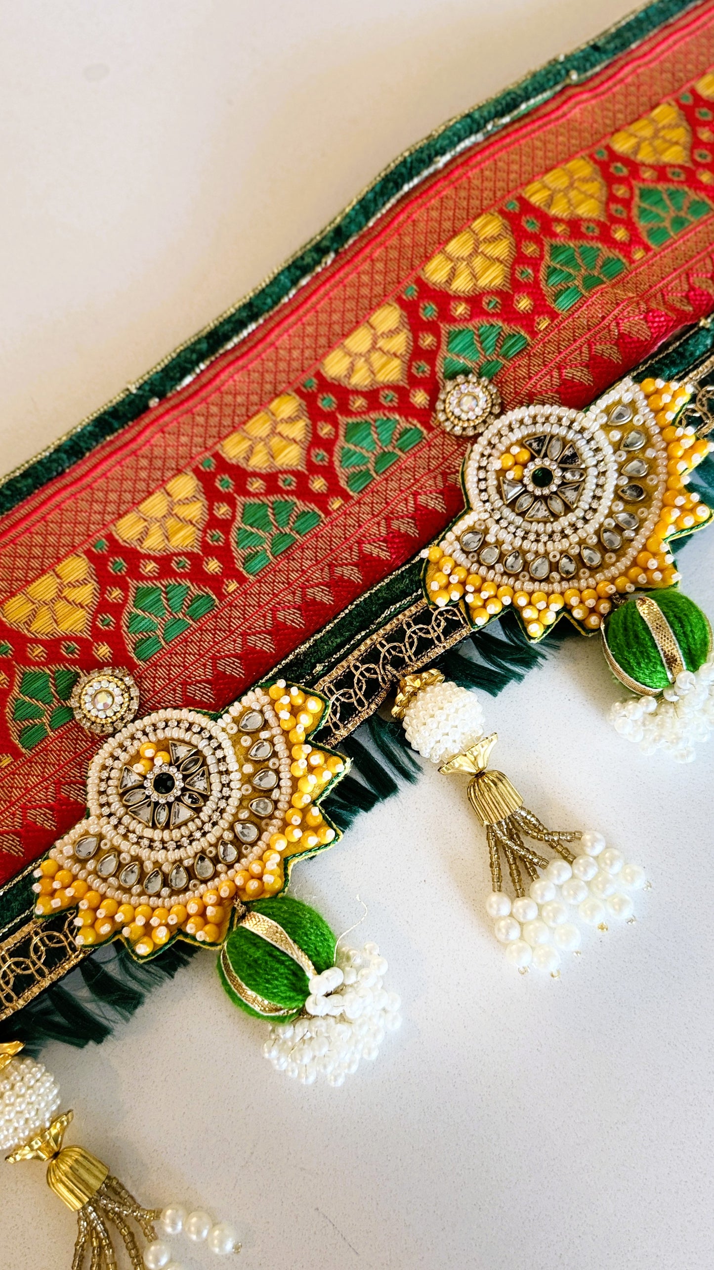 Golden Patti-  Yellow Kundan Half Moon
