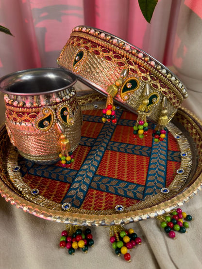 Heritage Checkered Karva Chauth Set