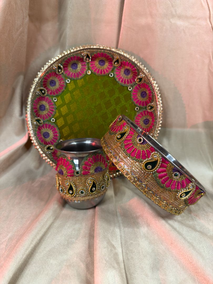 Petal-Infused Olive Karva Chauth Set