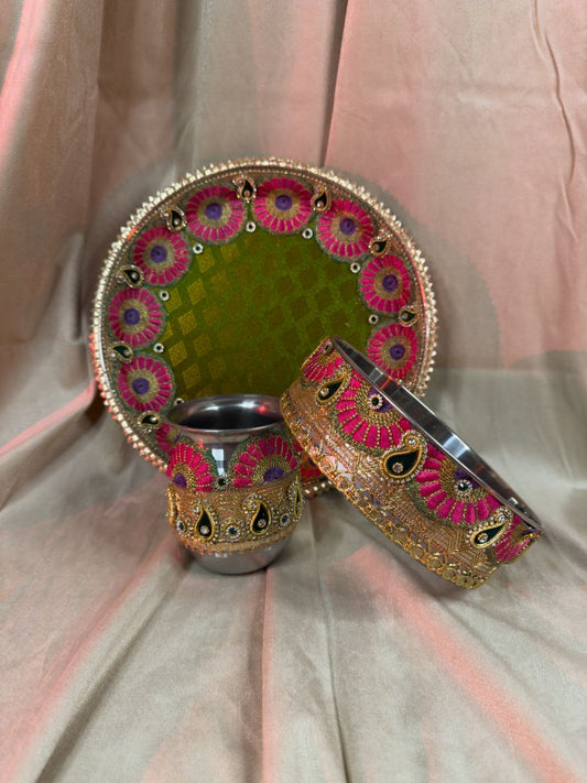 Petal-Infused Olive Karva Chauth Set