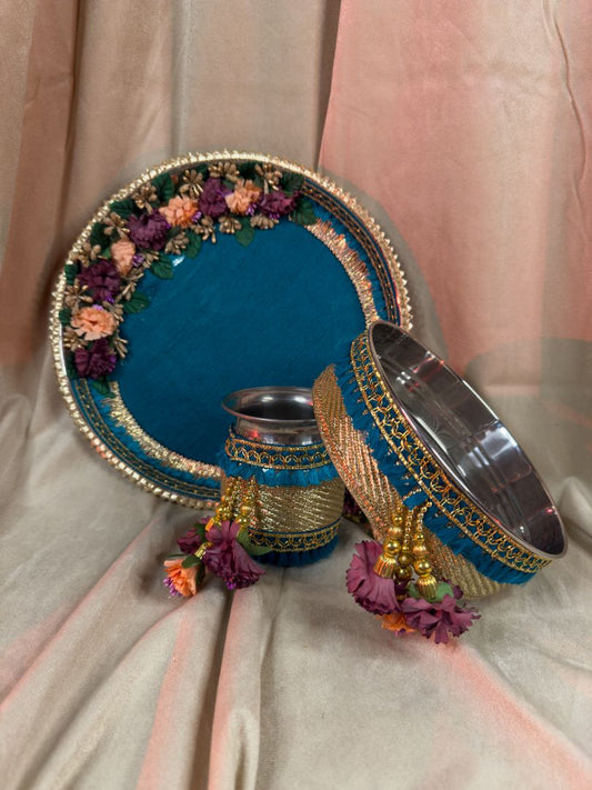 Teal Elegance Karva Chauth Set