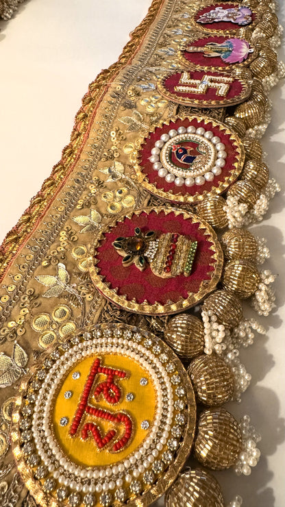 Golden Patti Toran- Lakshmi Ganesh Pink