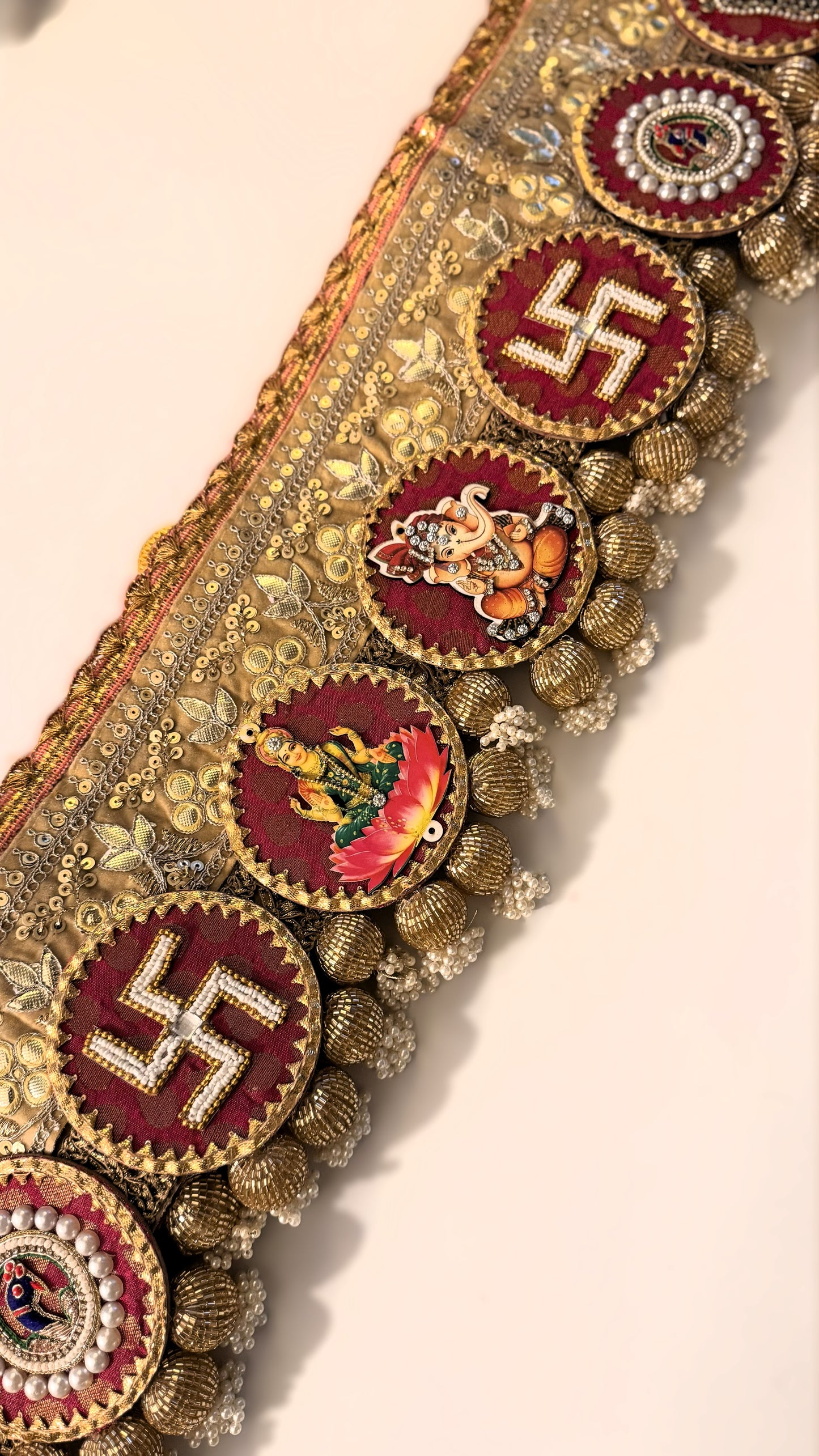 Golden Patti Toran- Lakshmi Ganesh Pink