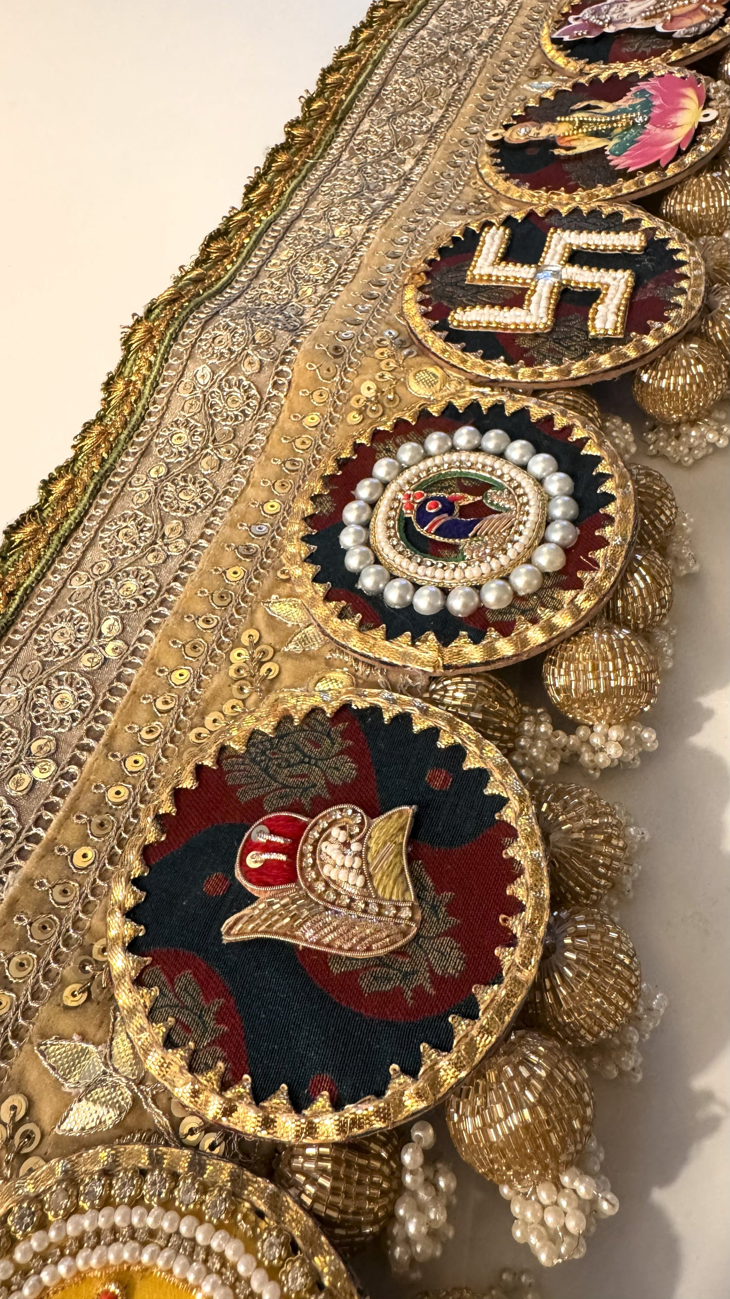 Golden Patti Toran- Lakshmi Ganesh Maroon Green