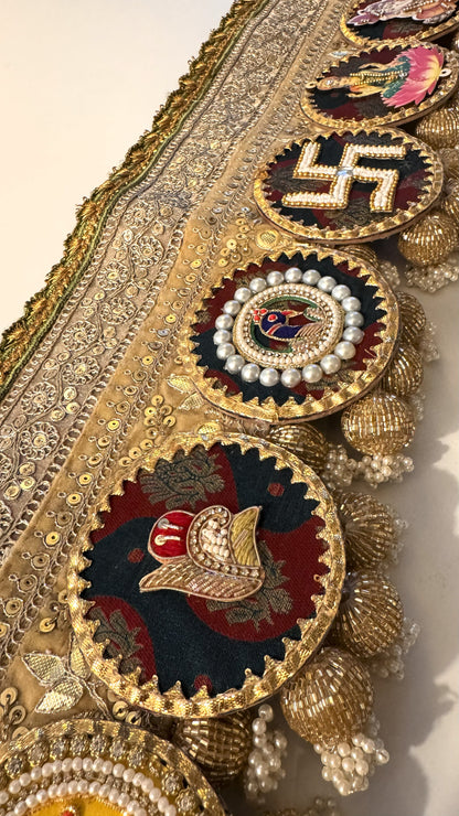 Golden Patti Toran- Lakshmi Ganesh Maroon Green