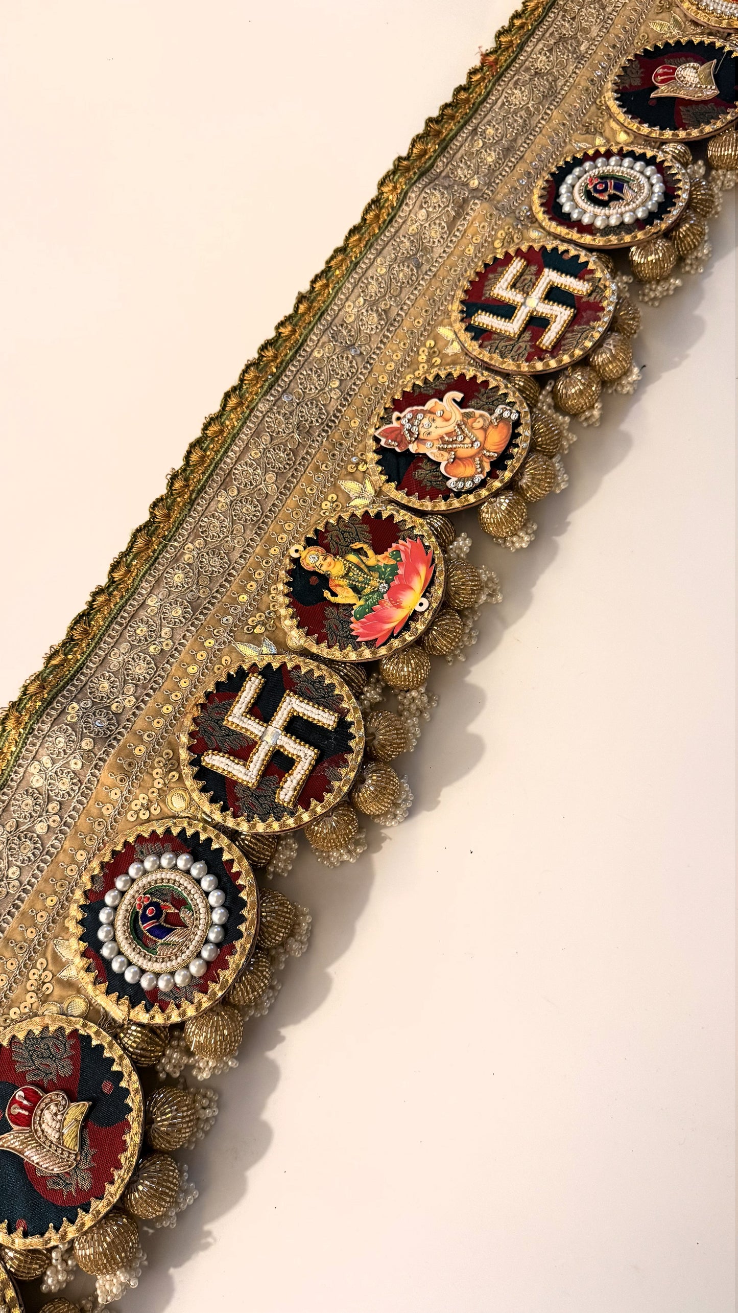 Golden Patti Toran- Lakshmi Ganesh Maroon Green