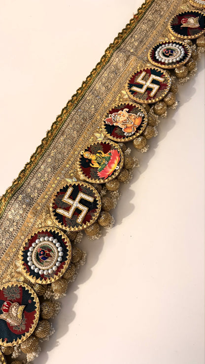 Golden Patti Toran- Lakshmi Ganesh Maroon Green