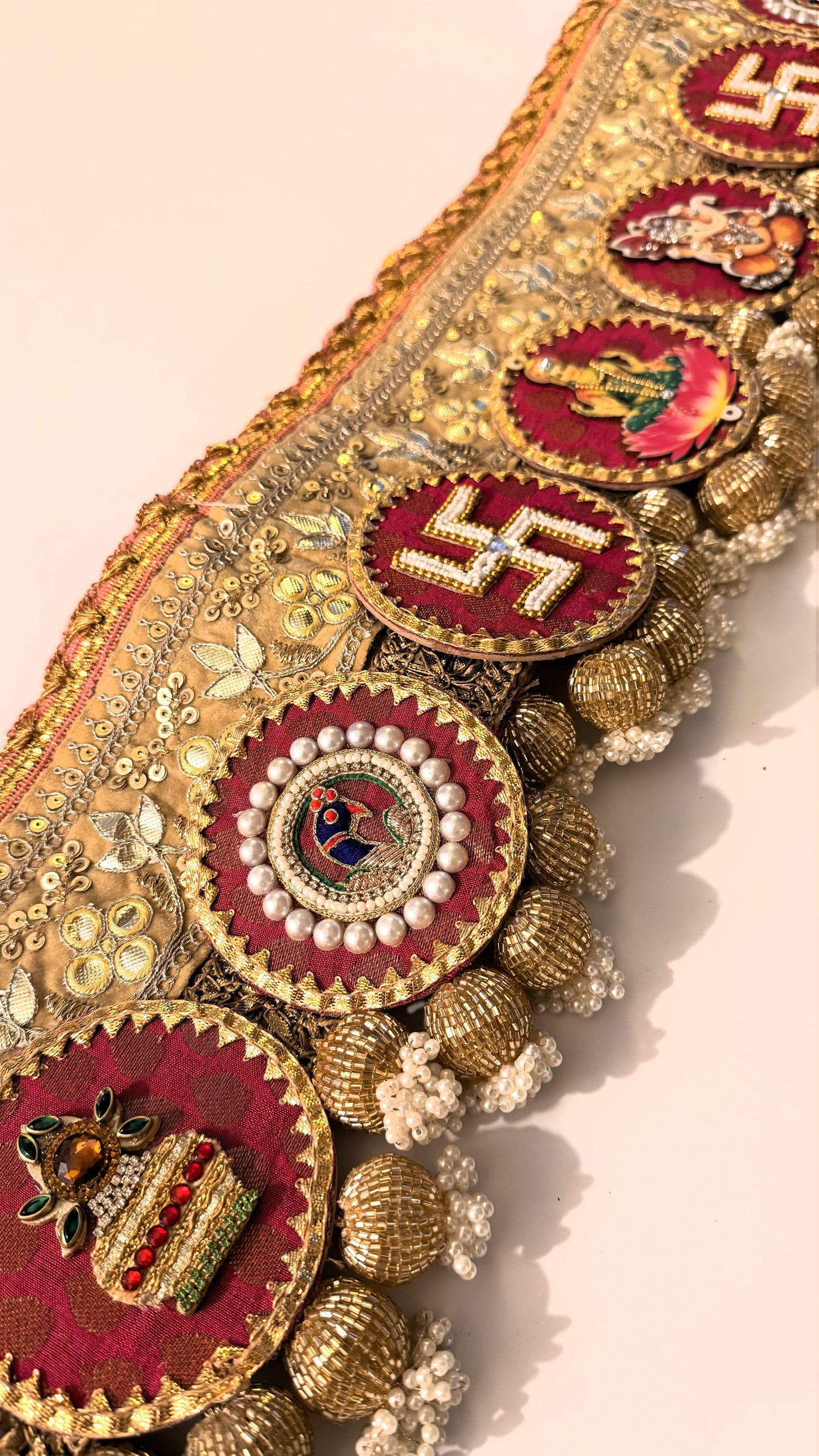 Golden Patti Toran- Lakshmi Ganesh Pink