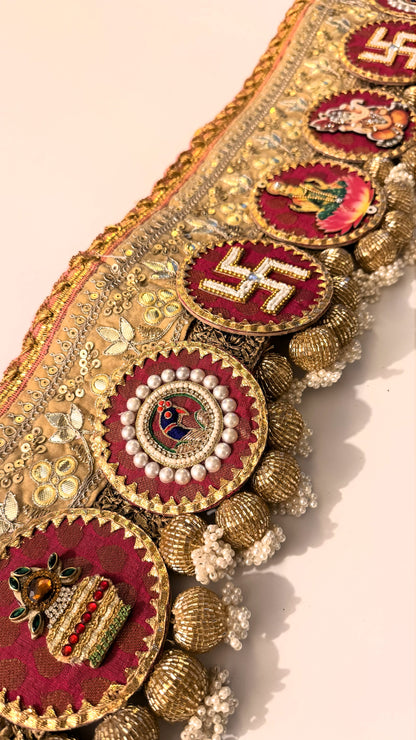 Golden Patti Toran- Lakshmi Ganesh Pink