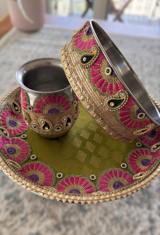 Petal-Infused Olive Karva Chauth Set