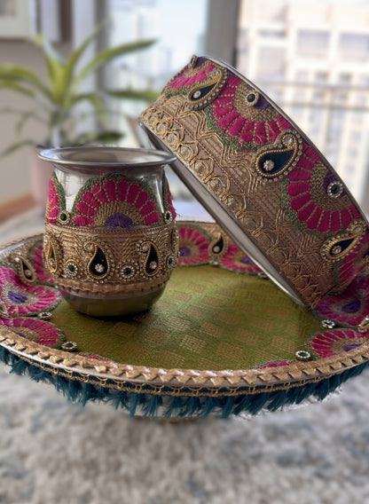 Petal-Infused Olive Karva Chauth Set