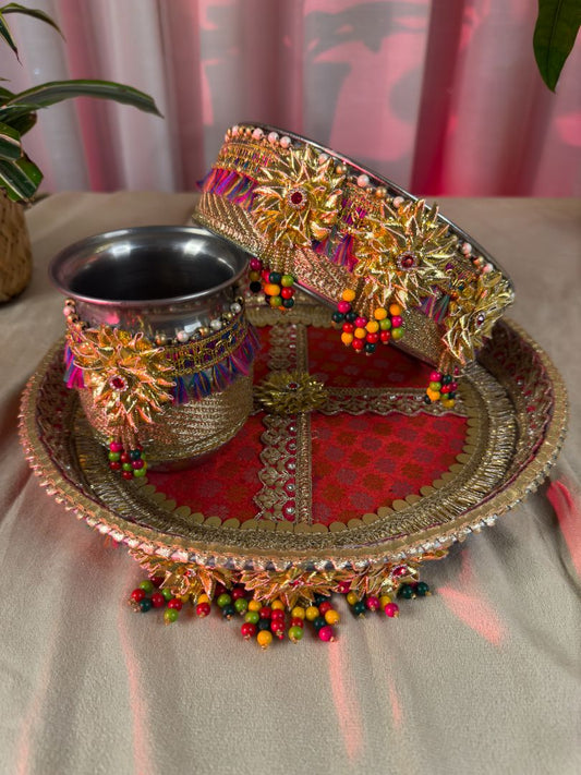 Scarlet Gota Karva Chauth Set