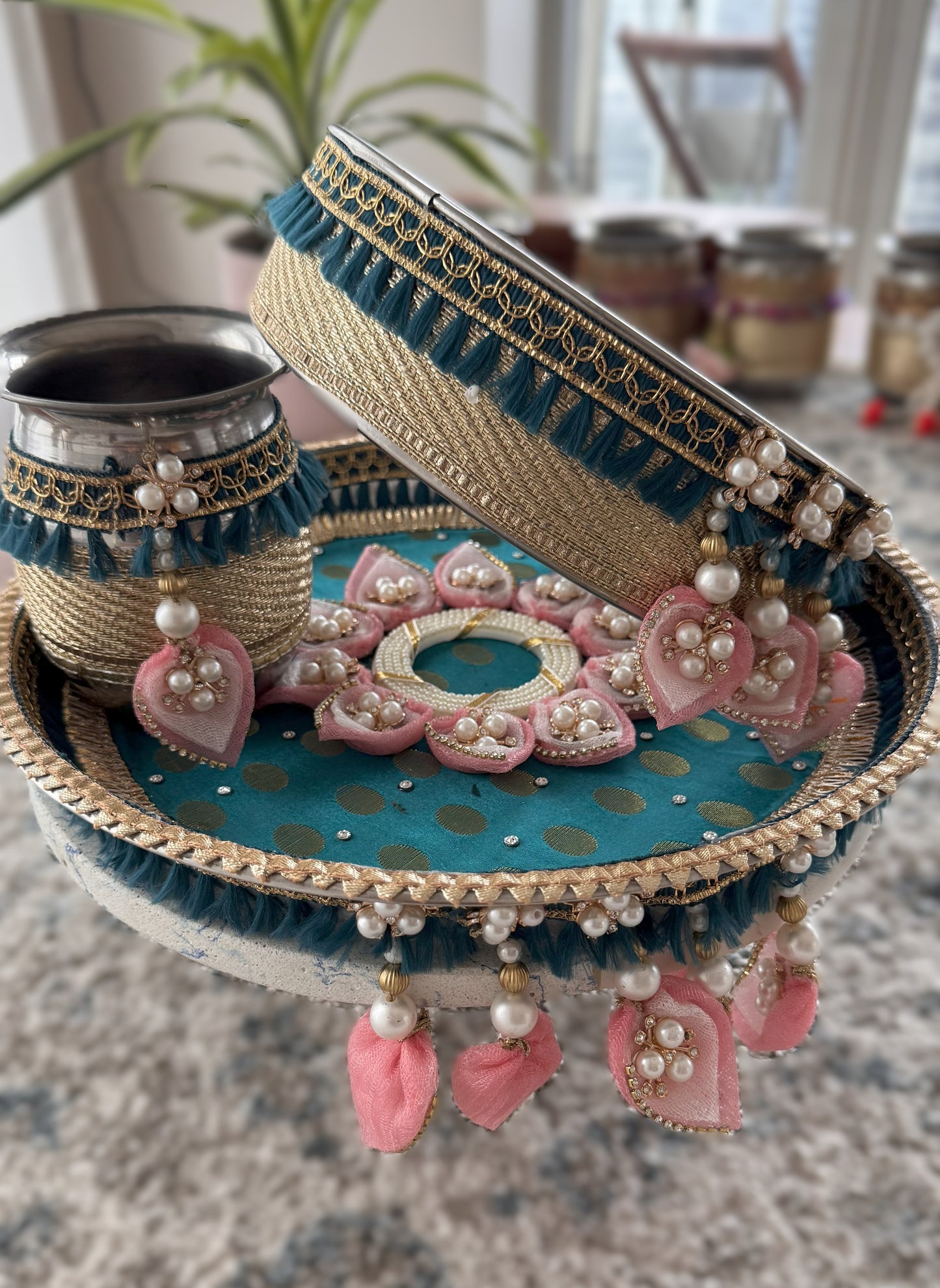 Teal Mist Karva Chauth Set