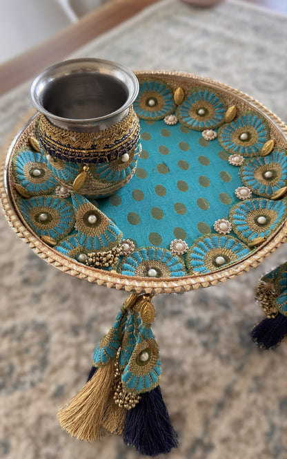 Teal Bloom Karva Chauth Set
