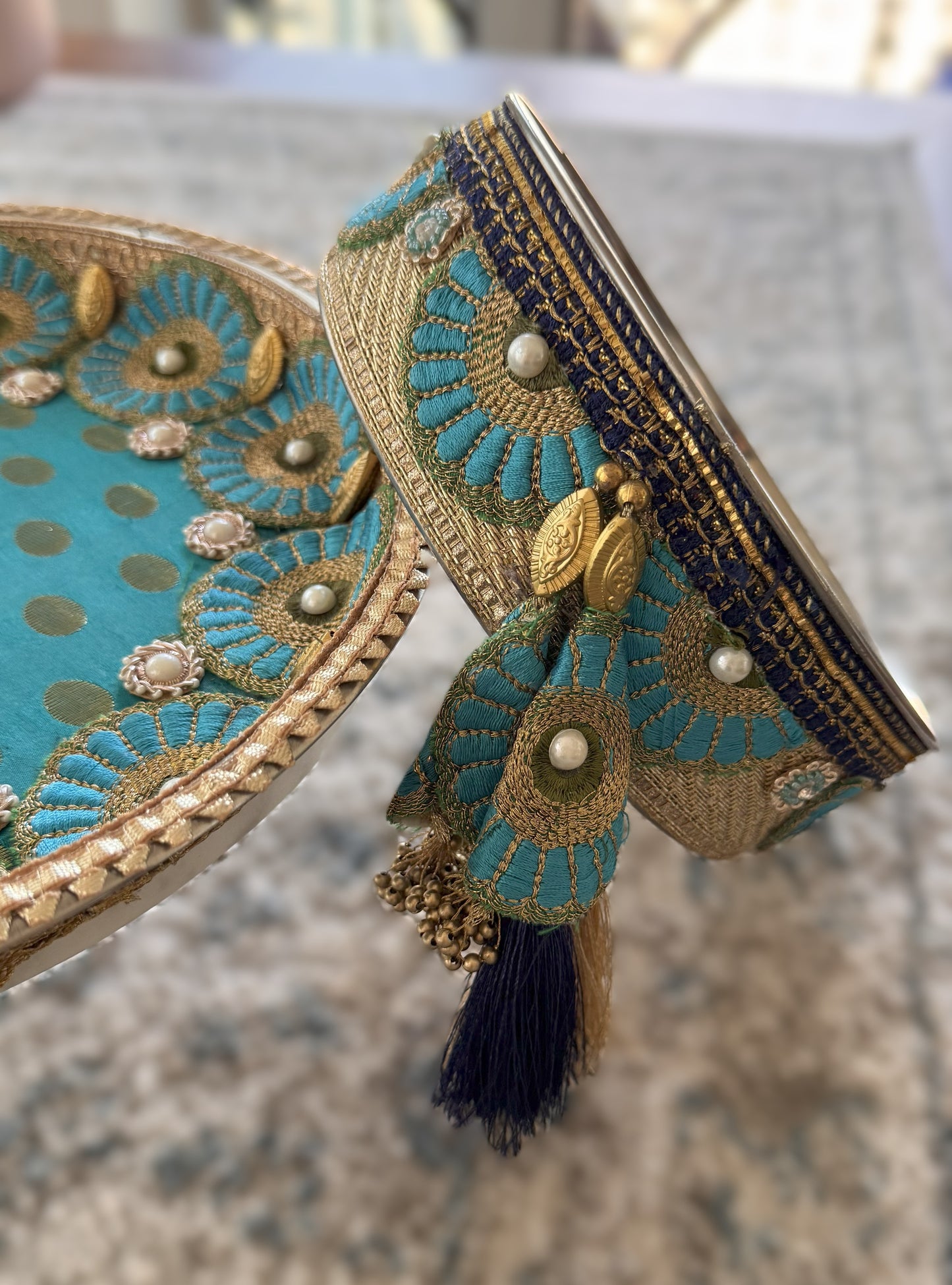 Teal Bloom Karva Chauth Set