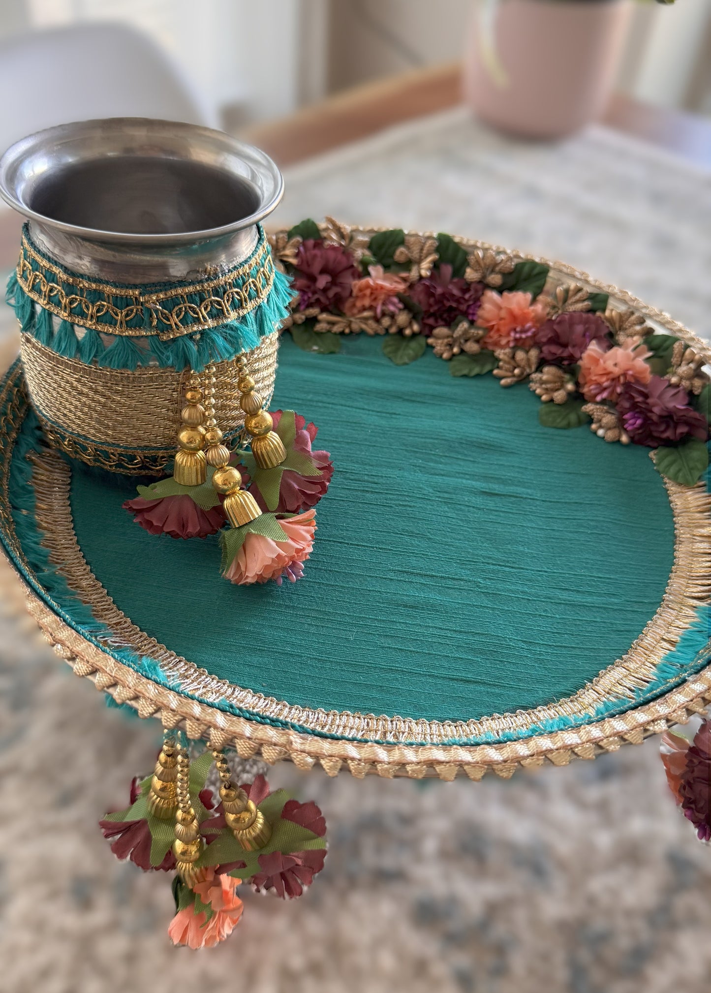Teal Elegance Karva Chauth Set
