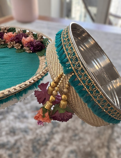 Teal Elegance Karva Chauth Set