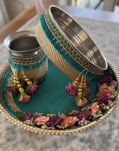 Teal Elegance Karva Chauth Set